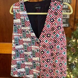 Robyn-Lyn VTG Vest Womens Christmas Holiday Santa Ugly Sweater Colorful FLAW